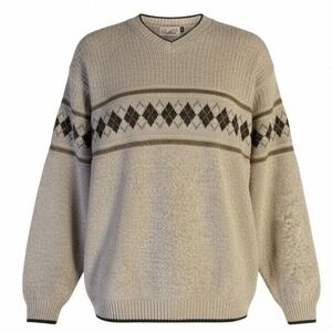 ARNOLD PALMER Electric Grandpa Cottagecore Mens V Neck Argyle‎ Sweater Retro Vtg